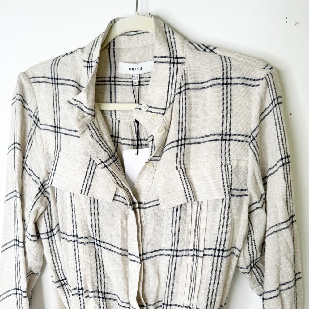 NWT Reiss Dasha-Check Dress With Tie Size 2 - Picture 7 of 9